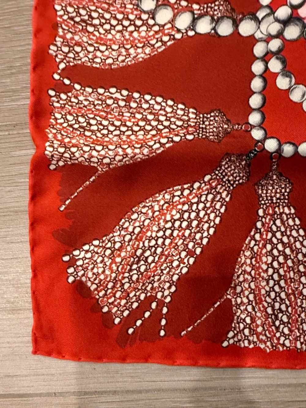Lanvin Red Bow Pattern Silk Scarf 87cm x 89cm